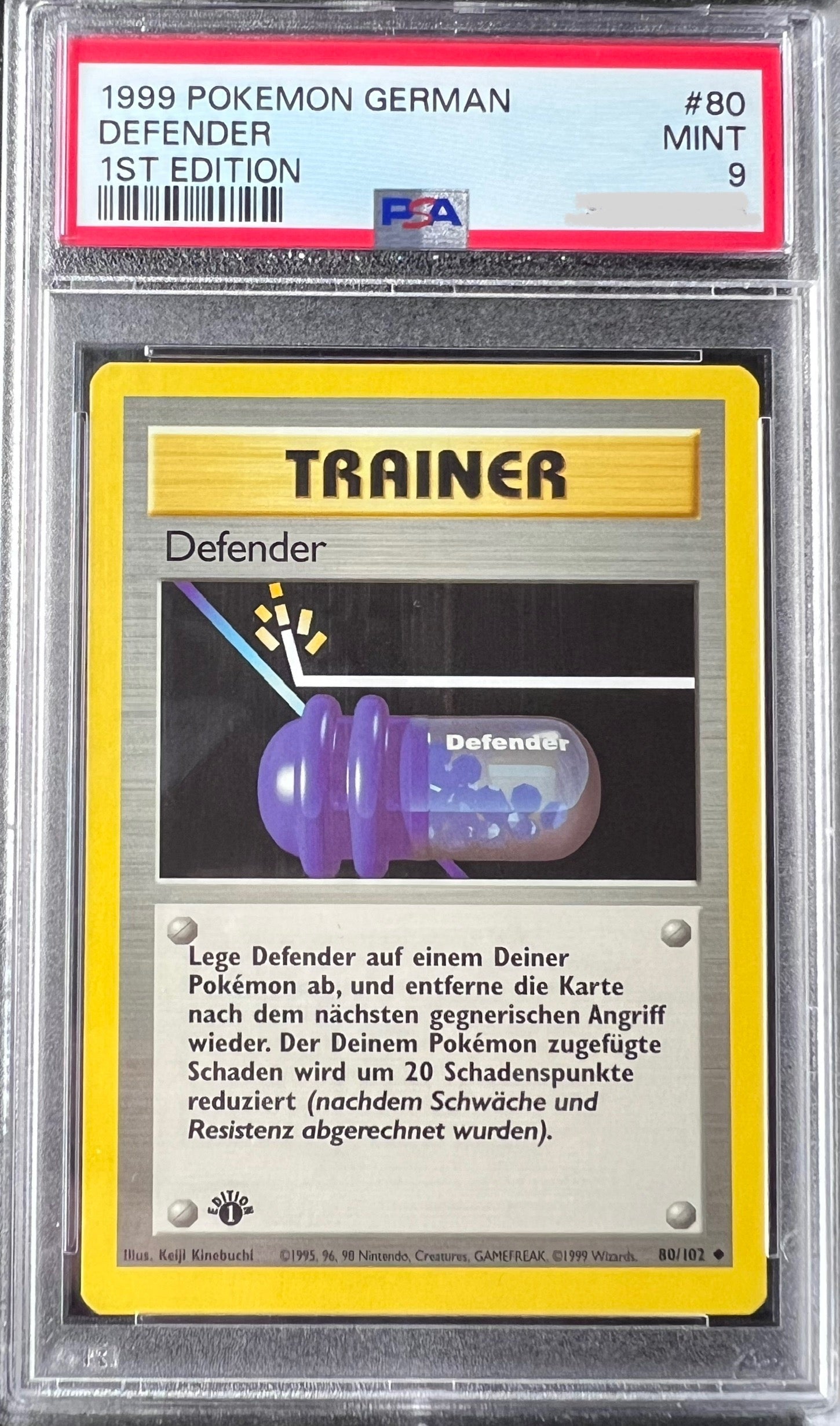 Pokemon Base Set - Defender 1st Edition - Deutsch PSA9