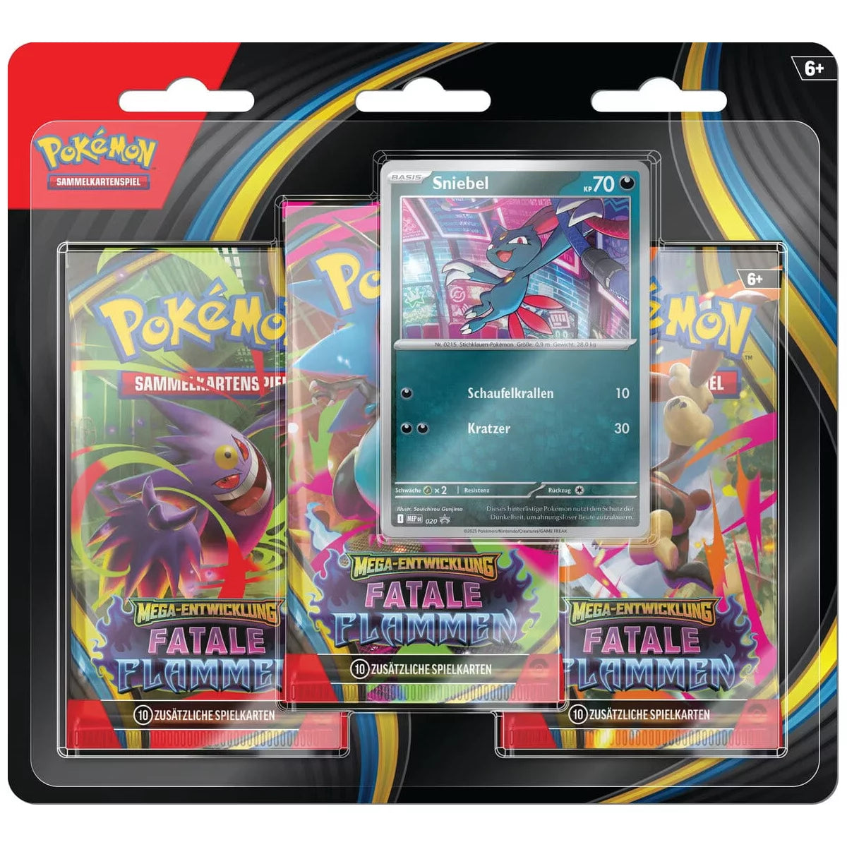 Pokemon Mega-Entwicklung Fatale Flammen 3-Pack Blister - Sniebel (deutsch)