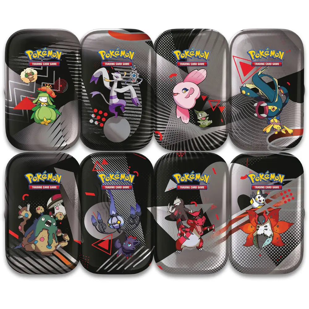 Pokemon Mini-Tin-Box Karmesin & Purpur – Schwarze Blitze und Weiße Flammen, sortiert