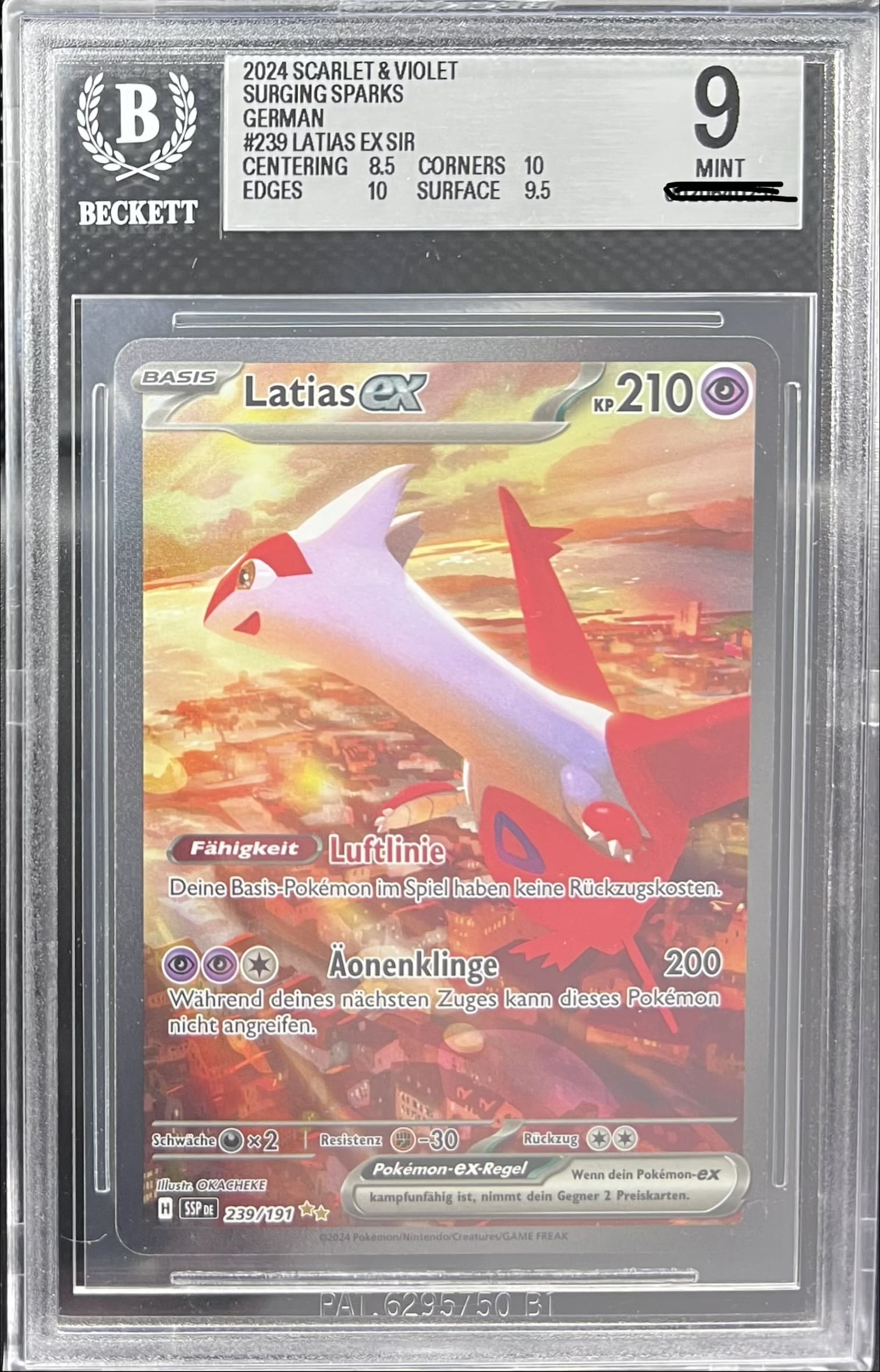 Pokemon Latias eX - Stürmische Funken 239 Beckett 9 Mint