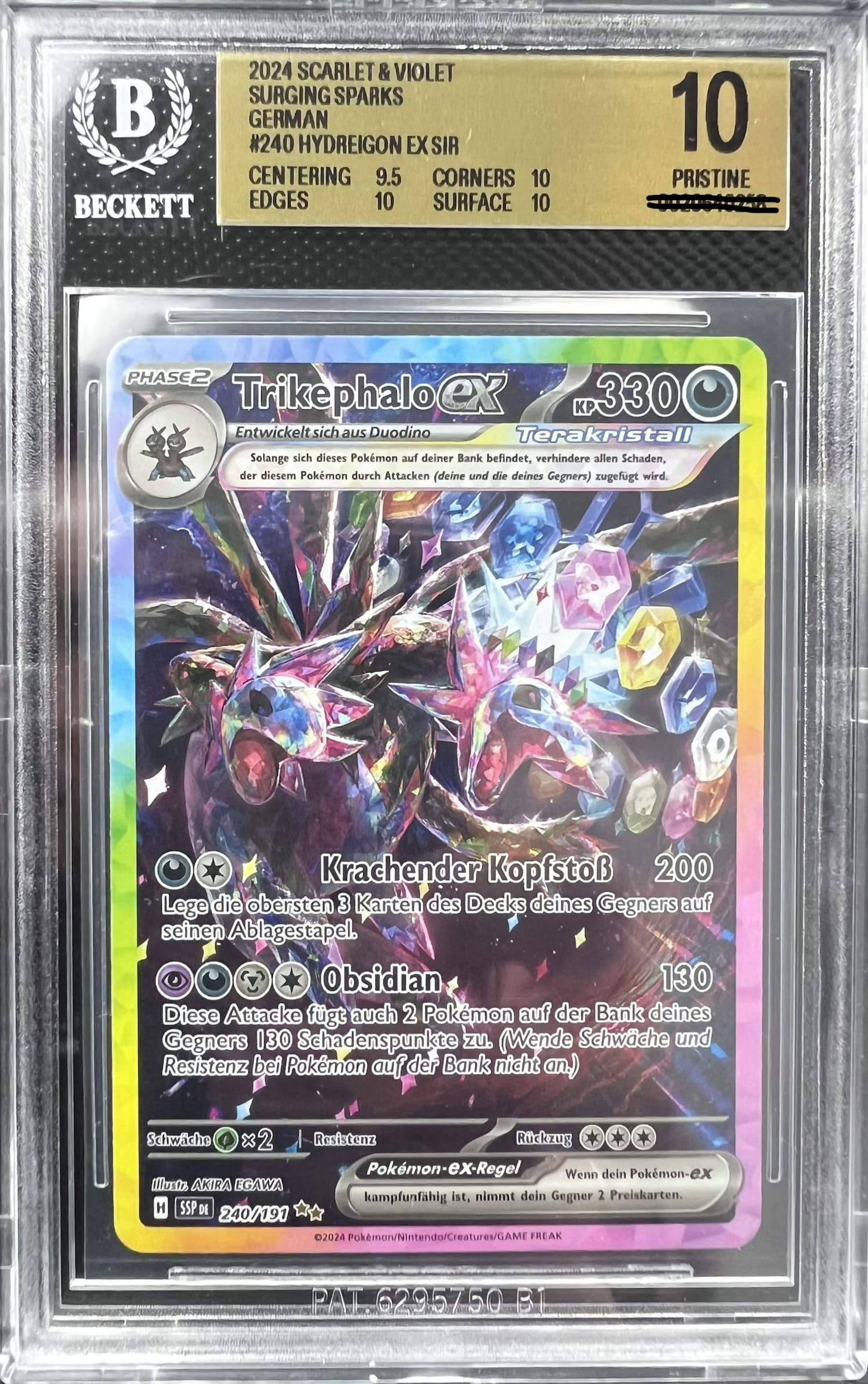 Pokemon Stürmische Funken Trikephalo eX 240 BECKETT 10 Pristine
