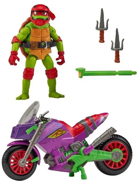 Die Abenteuer der TMNT Actionfigur mit Fahrzeug Raphael & Purple Dragon 12 cm