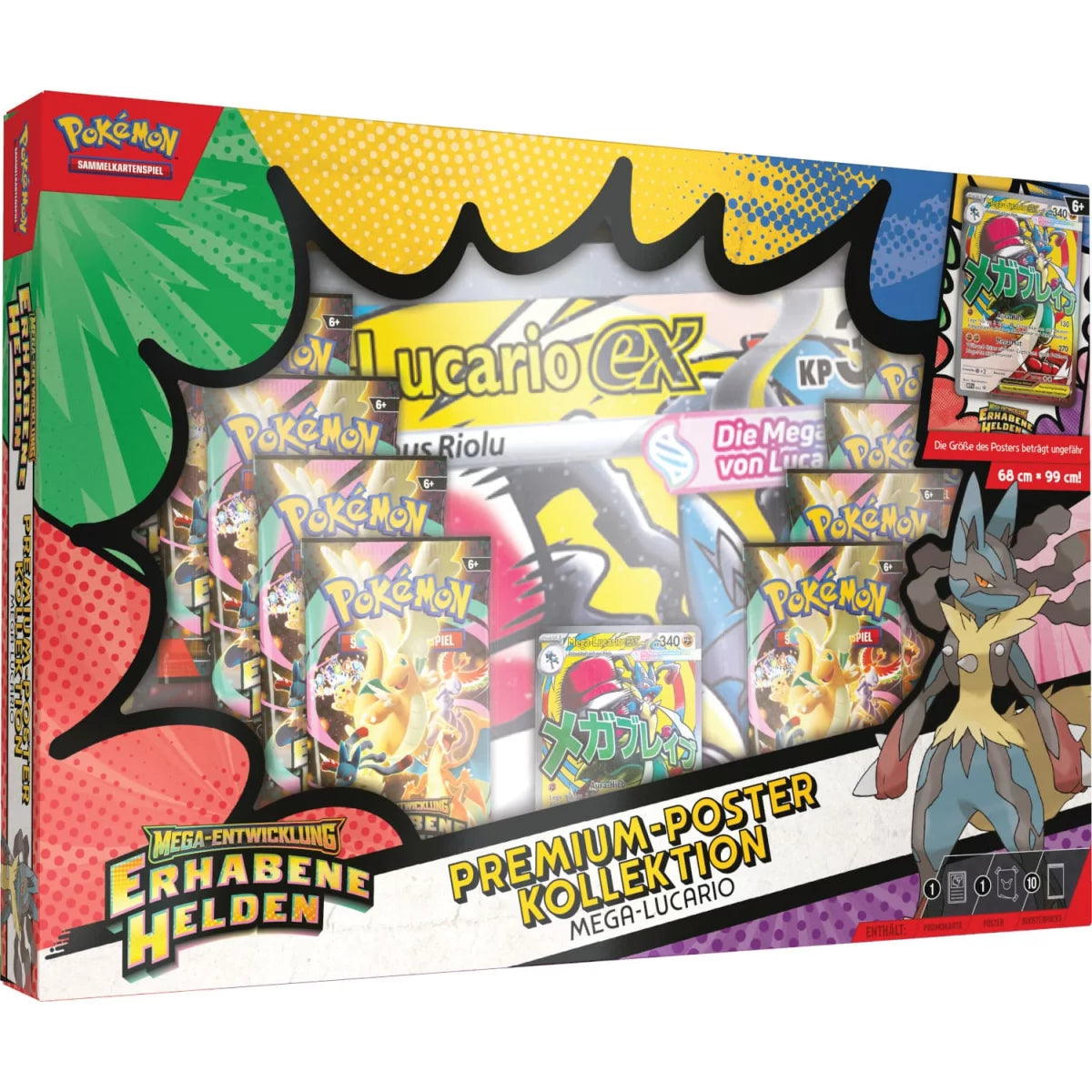 Mega-Entwicklung Erhabene Helden Mega-Lucario-EX Premium Poster Kollektion (deutsch)
