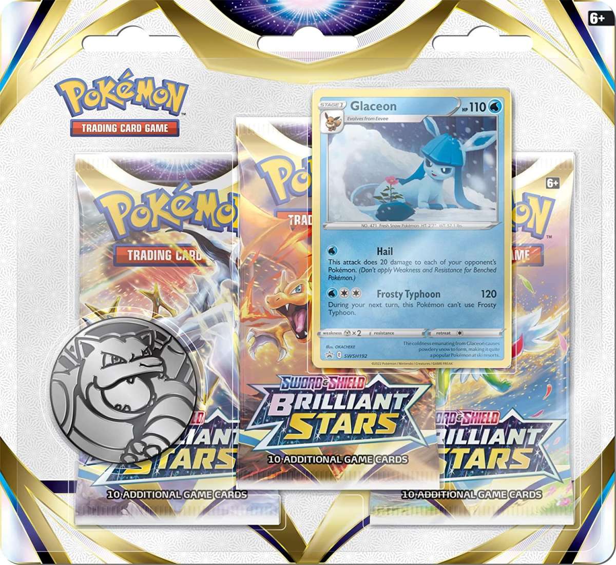 Pokemon Brilliant Stars 3- Pack Booster Blister Glaceon ENGLISCH