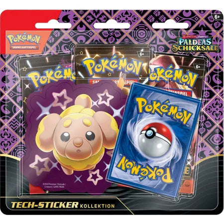 Pokemon Karmesin & Purpur - Paldeas Schicksale Tech-Sticker-Kollektion, 1 Stück, 3-fach sortiert