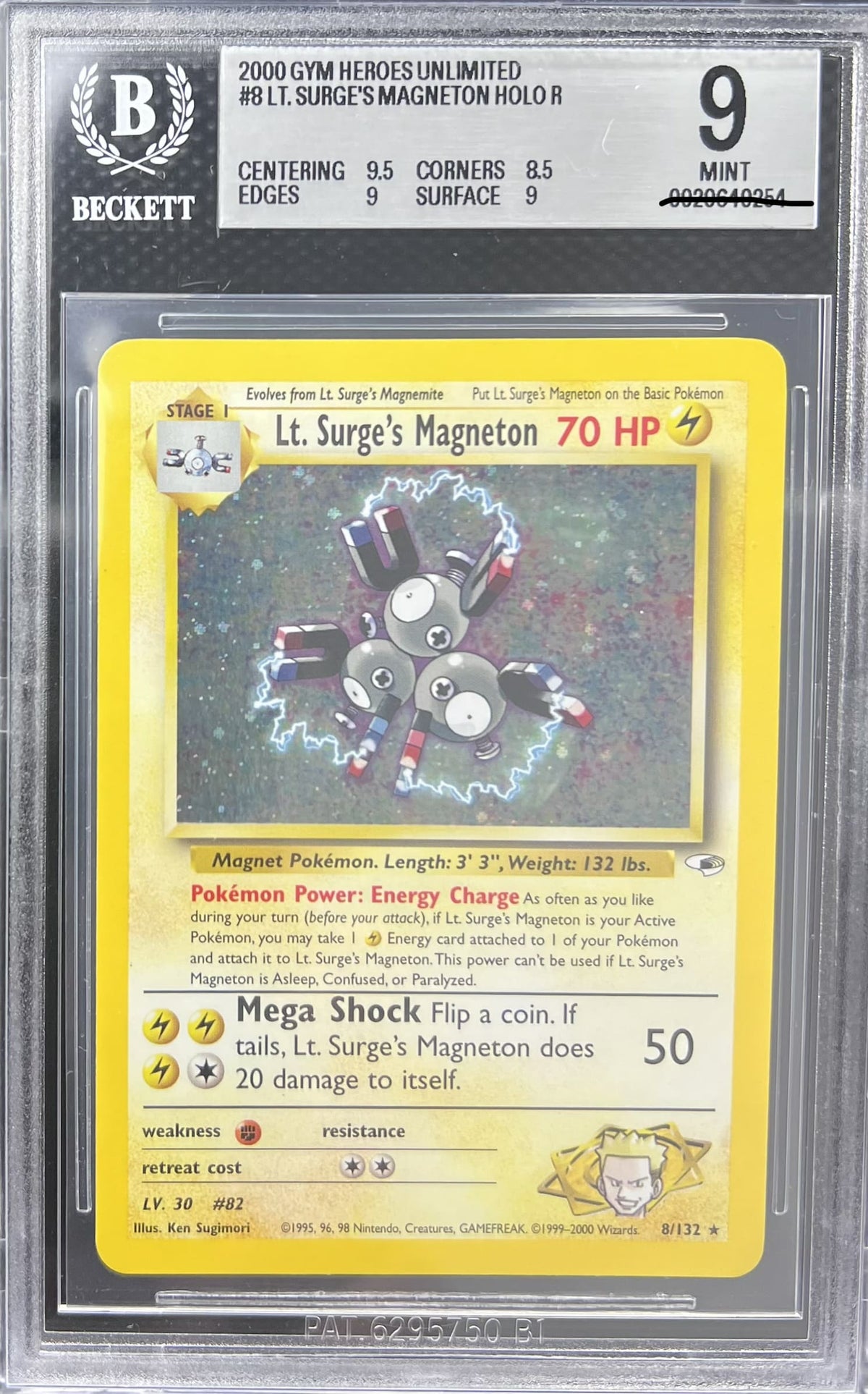 Pokemon Lt. Surge's Magneton - Gym Heroes 8/132 Beckett 9 Mint